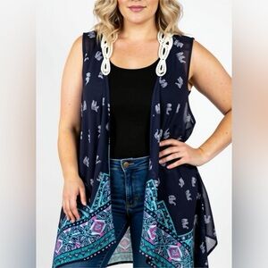 Boho Navy Pink Teal Top Beach Pool Cover
Poncho Women